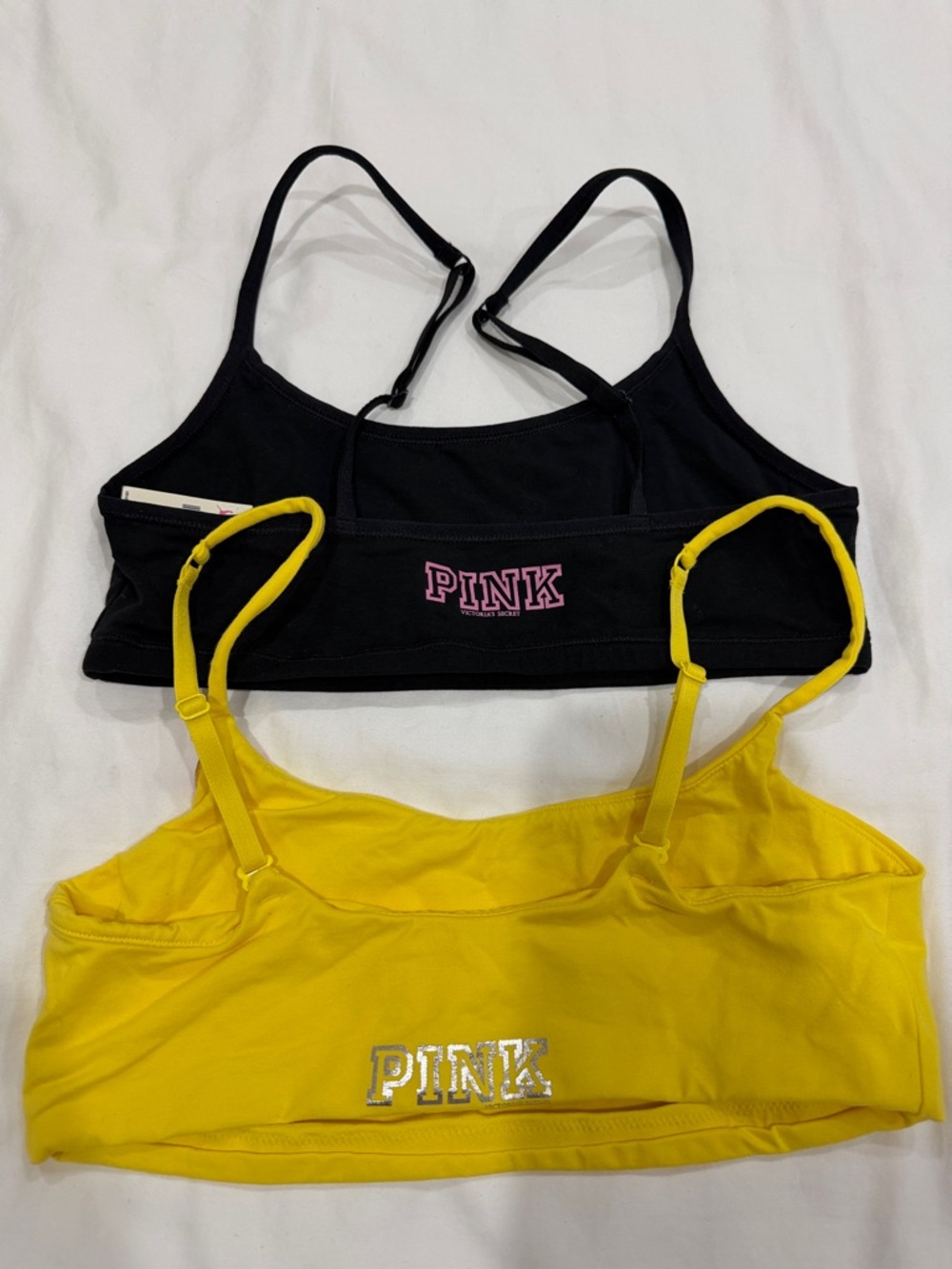 NWT PINK Victoria’s Secret Duo Bralettes Foil Convertible Lounge and Yoga Small